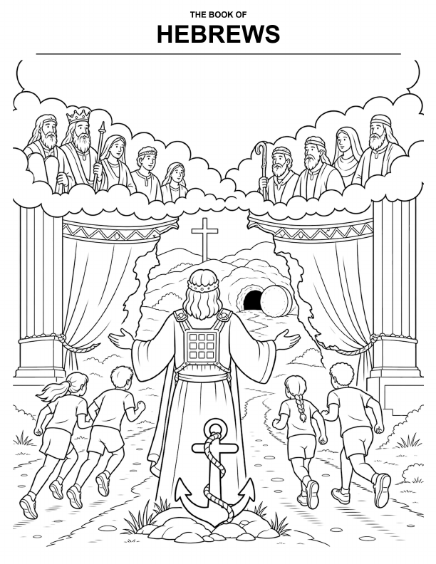 Preview of the Hebrews–Revelation coloring page pack
